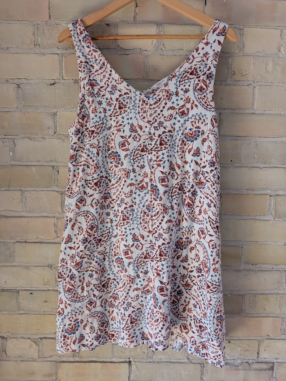 2 For $40 Reitmans Cream Paisley Mini Dress with Red & Blue Accents